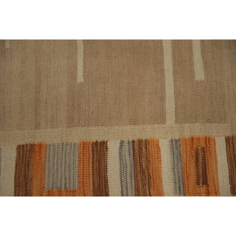 Hand Woven Oriental 100% Wool Carpet Southwestern Tribal Beige & Ivories Kilim Area Rug - 5' 0'' X 3' 5''