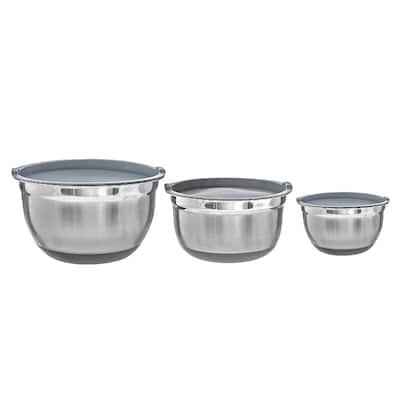 German Bowl With Grey Lids And Anti Skid Base