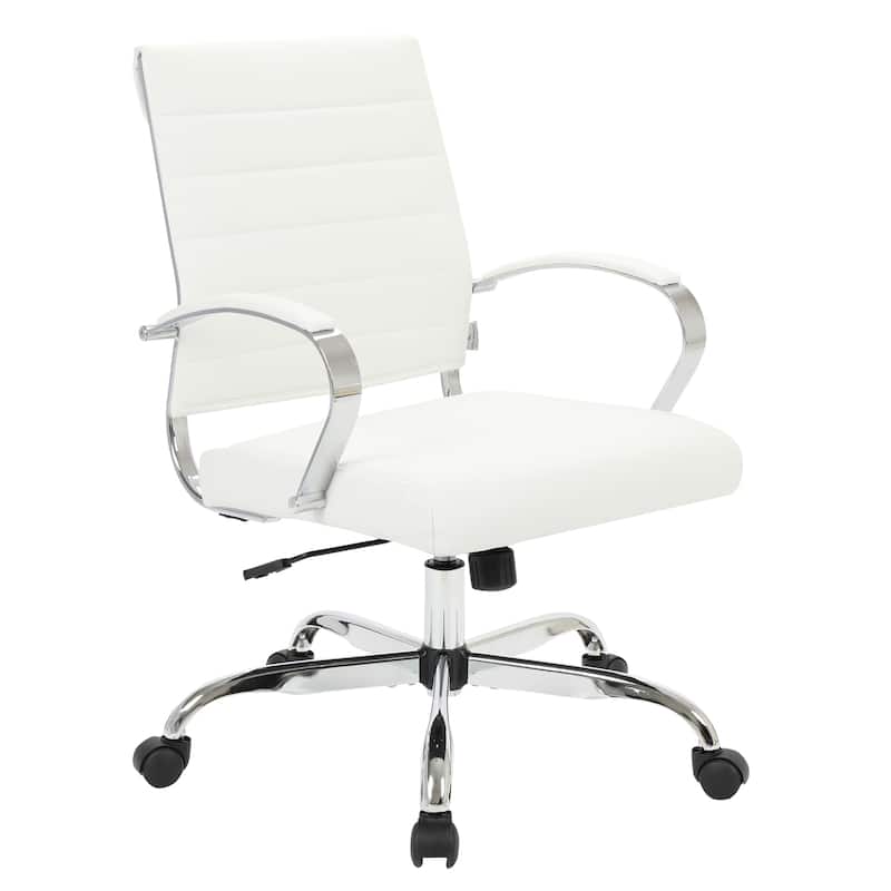 Leather Office Chair Adjustable - Mid-Century Style Desk Chair, Ergonomic Swivel Task Chair, 250 lb Capacity