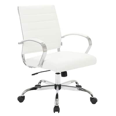 Leather Office Chair Adjustable - Mid-Century Style Desk Chair, Ergonomic Swivel Task Chair, 250 lb Capacity