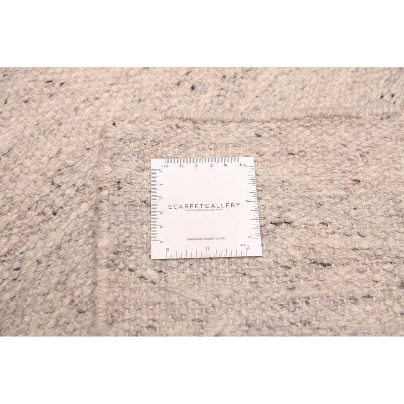 ECARPETGALLERY Flat-Weave Nevada Light Grey Wool Kilim - 7'7 x 10'2