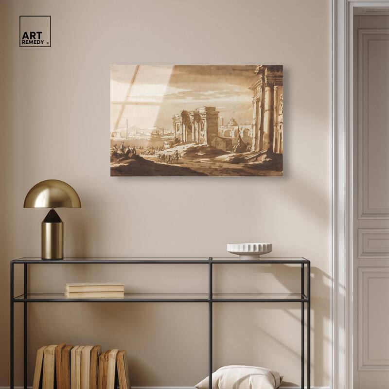 Capriccio View of Roman Ruins Acrylic by Art Remedy, Ready to Hang