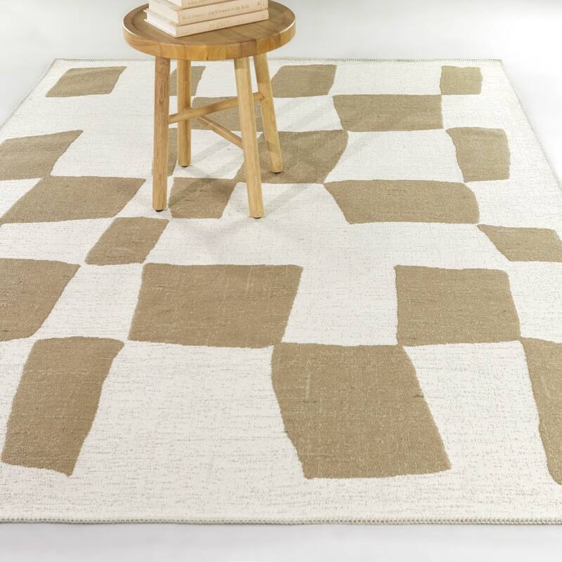 Jann Abstract Modern Indoor/Outdoor Area Rug - 7'10" x 10' - Cream