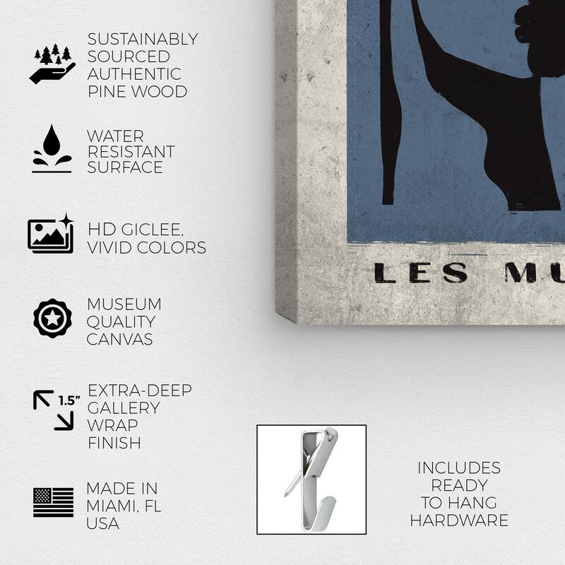 Wynwood Studio Fashion and Glam Les Muses Poster Blue and Modern & Contemporary Wall Art Canvas Print