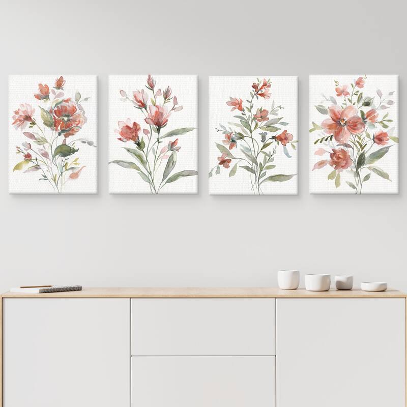Coral Botanical I-IV Crop by Carol Robinson Canvas Art Prints
