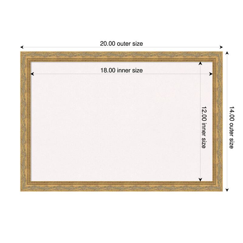 Mila Dark Gold Wood Framed Cork Board - Bulletin Board, Organization Board, Pin Board - White - 20 x 14 in