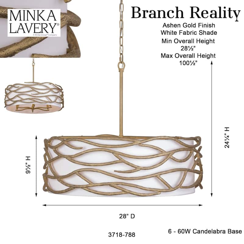 Minka Lavery 3718 Branch Reality 6 Light 28" Wide Pendant