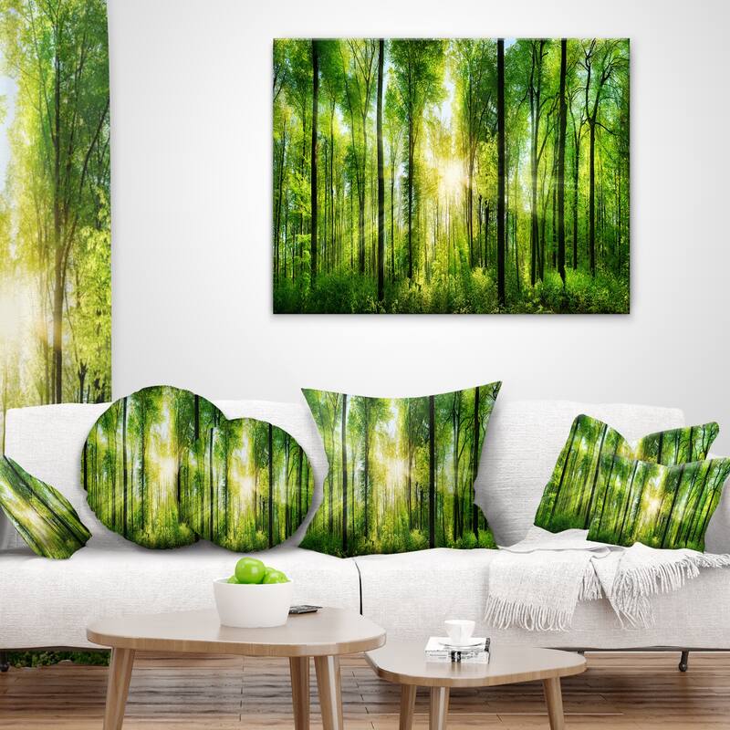 Designart "Forest with Rays of Sun Panorama" Landscape Canvas Print