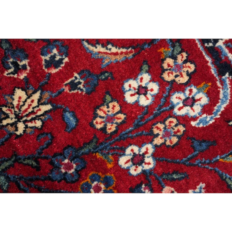 Hand Knotted Oriental 100% Wool Carpet Traditional Floral Red Kashan Area Rug - 13' 4'' X 8' 10''