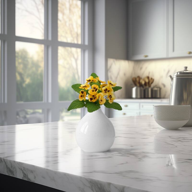 Artificial Pansy Floral Pick Spray - 11" - Yellow and Green