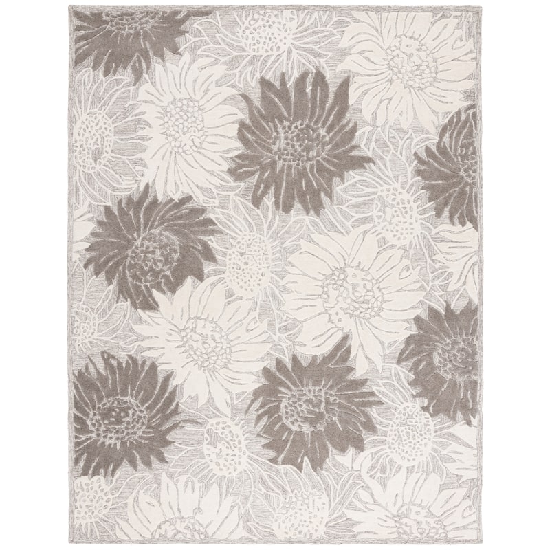 SAFAVIEH Handmade Jardin Yoann French Country Floral Wool Rug - 8' x 10' - Grey/Ivory