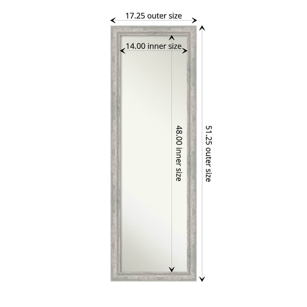 Angled Non-Beveled Wood Framed Full-Length On the Door Mirror - Glass Size 14x48
