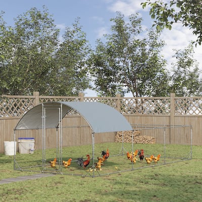 Large Outdoor Chicken Coop with Galvanized Steel Frame and Shaded Roof Lockable Door for 15-18 Poultry