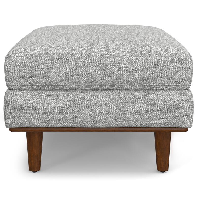 Morrison Large Rectangular Ottoman in Mist Grey Woven-Blend Fabric
