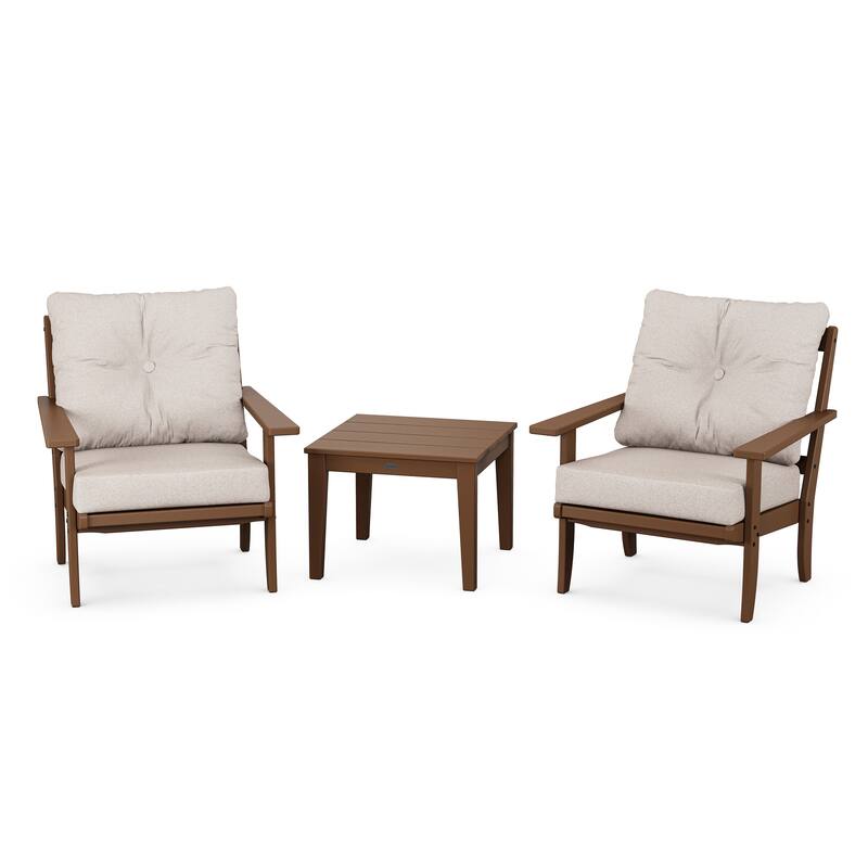 POLYWOOD Canyon 3-Piece Deep Seating Set - Teak / Dune Burlap