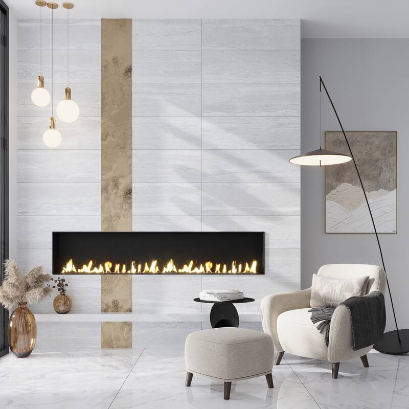 Arenza 12x36 Light Gray Ceramic Large Format Stone Look Wall Tile (11.63 sq ft/case) - 4 Pack