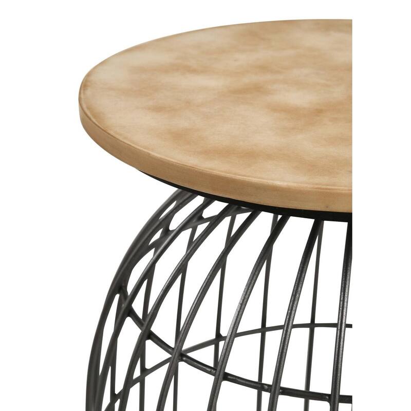 15.25 in. Black and Natural Brown Round Wood End Table, Sturdy Build End Side Table for Living Rooms