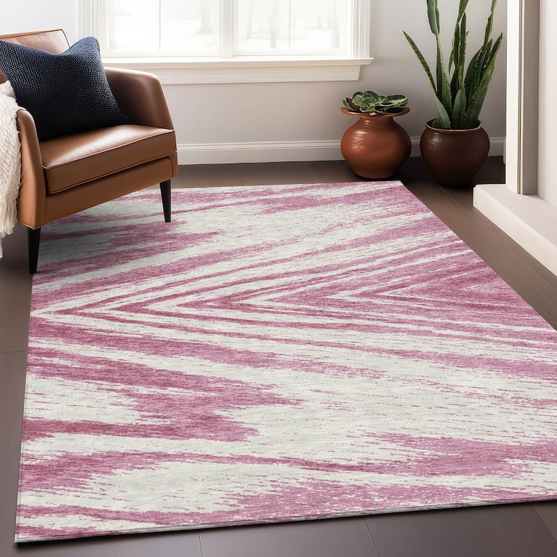 Machine Washable Indoor/ Outdoor Chantille Modern Chevron Rug