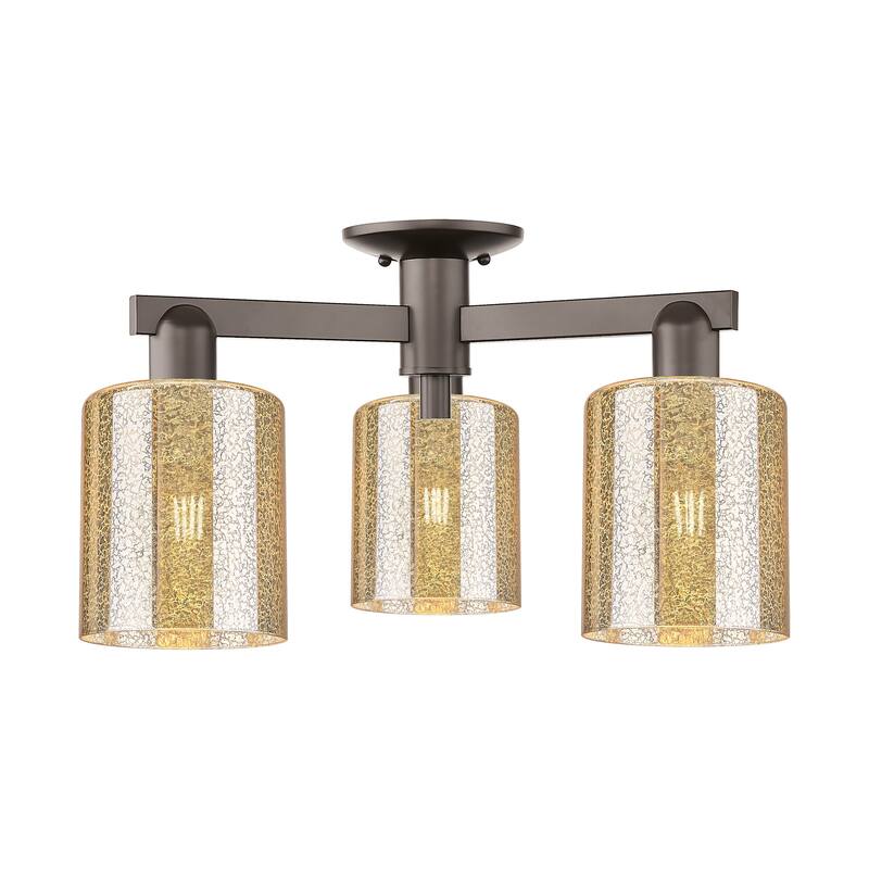 Innovations Lighting 716-3F-11-23 Cobbleskill Semi-Flush Cobbleskill 3 - Oil Rubbed Bronze / Mercury