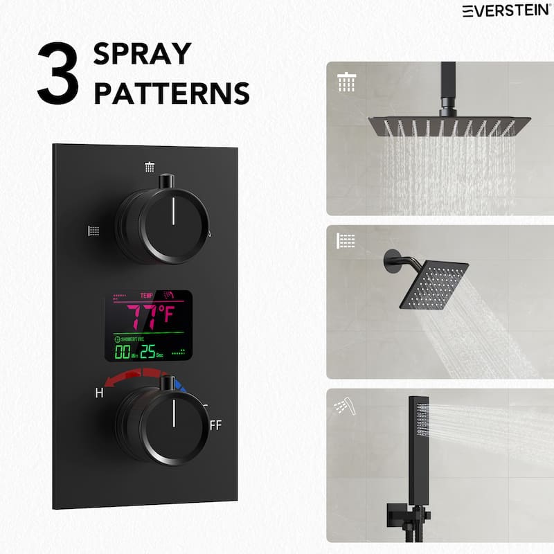 LCD Temperature Display Shower System, Dual Shower Heads Pressure Balance Shower Faucet Set
