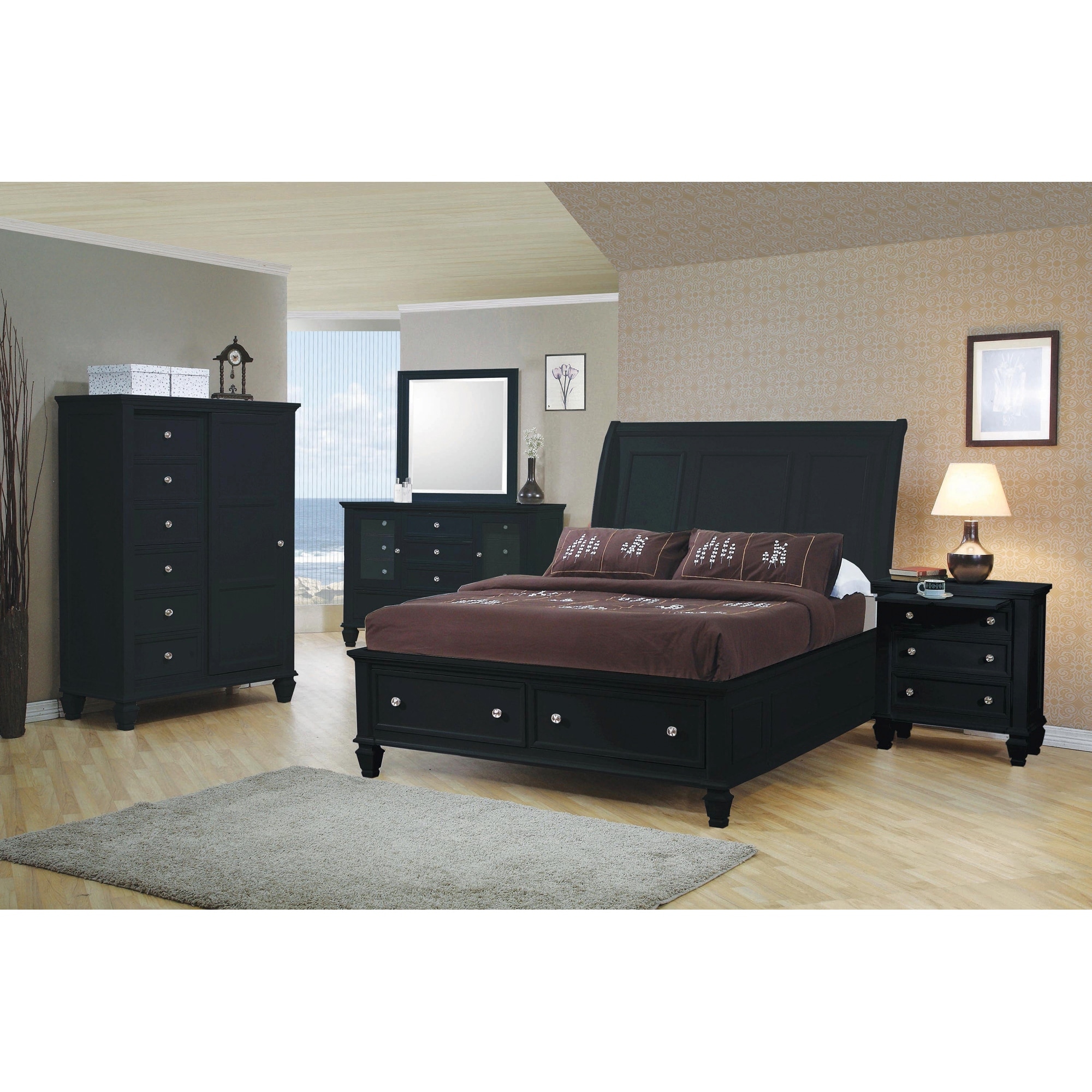 Black glass outlet bedroom furniture