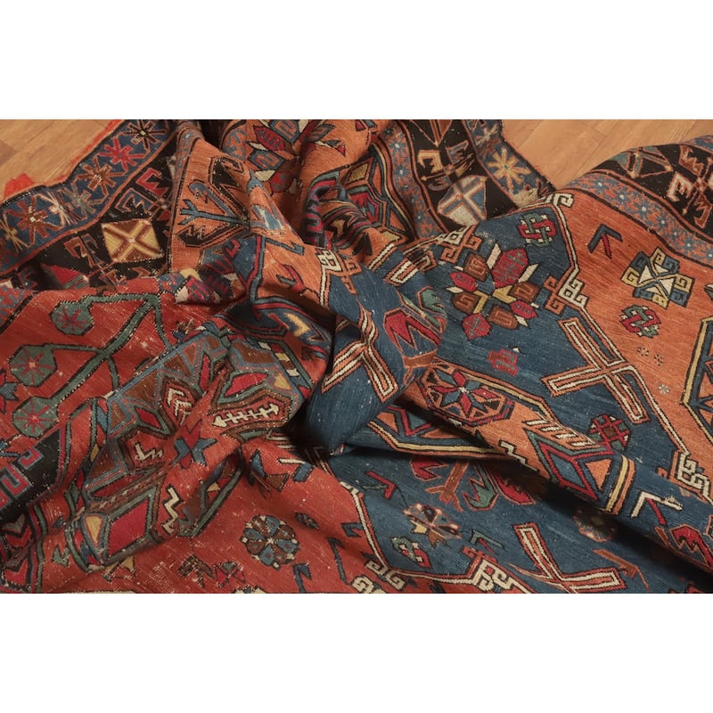 Hand Knotted Oriental 100% Wool Carpet Traditional Tribal Oranges & Rust Sumak Area Rug - 10' 6'' X 6' 8''