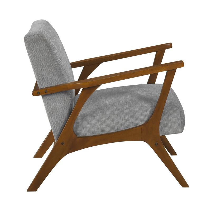 Sutton 27.5" Chenille Accent Chair - Chestnut Finish Solid Wood Frame