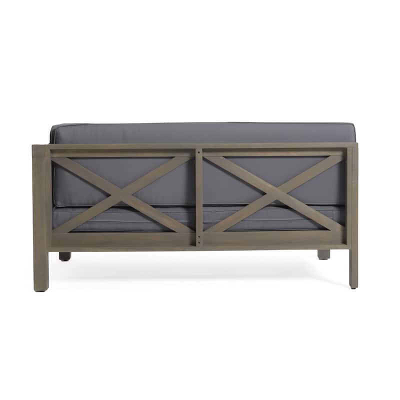Patio Acacia Wood Frames Conversation Set, Water-resistant Cushions Couch Sectional Garden Backyard Poolside Patio Seating Set