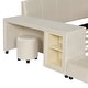 preview thumbnail 21 of 100, Upholstered Grounded Bed Mother & Child Bed with Bedside Desk and Little Round Stool
