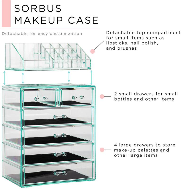 Sorbus Cosmetic Makeup and Jewelry Storage Case Display - Spacious Design - Vanity and Countertop (4 Large, 2 Small Drawers)