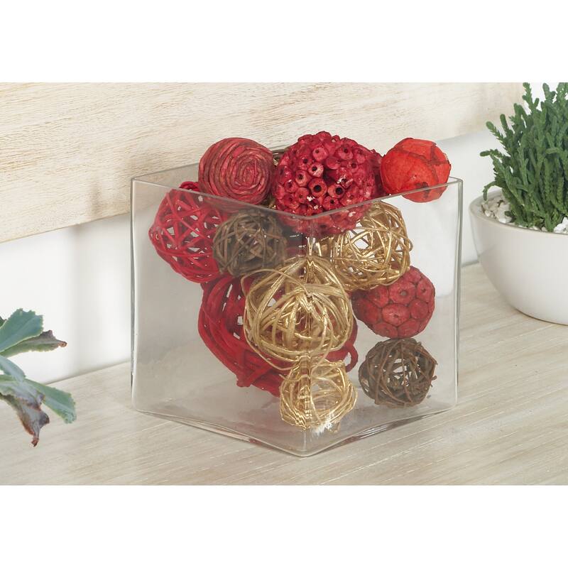 Multi Colored Dried Plant Handmade Orbs & Vase Filler with Varying Designs (Set of 2) - 6 x 6 x 12Round