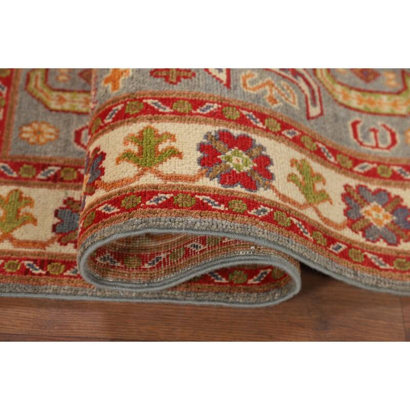Geometric Kazak Accent Rug Handmade Wool Carpet - 3'4" x 5'0"