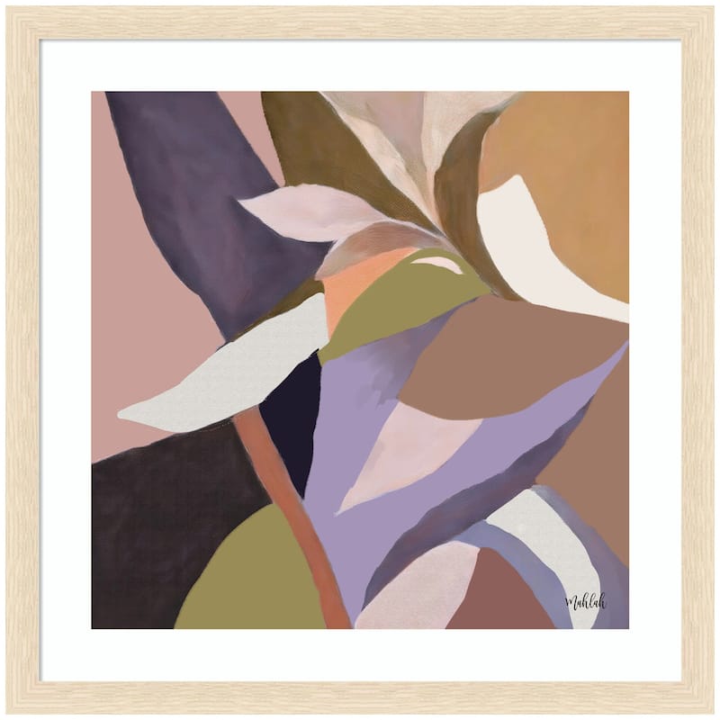 Kate and Laurel Framed Art Azure stems by Inkheart Designs - 26x26 - Natural