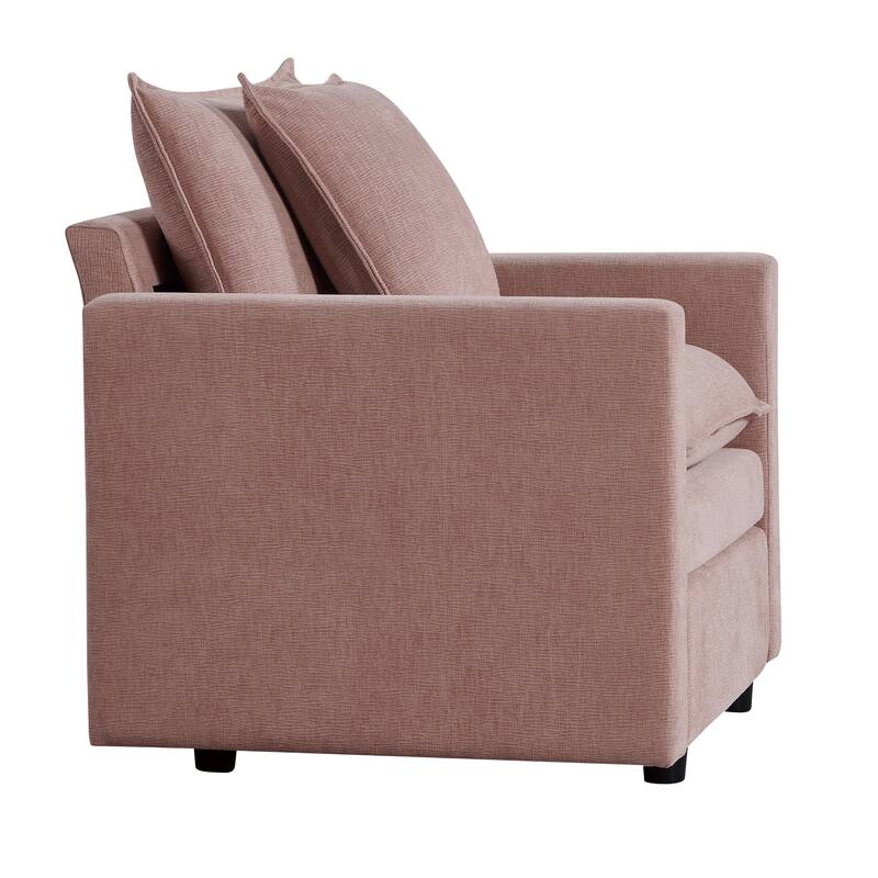 Chenille Fabric Comfy Deep Single Seat Sofa Upholstered Reading Armchair Living Room