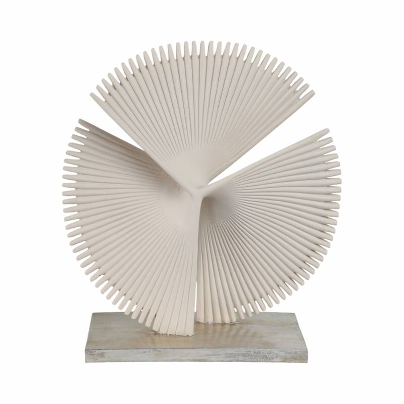 Resin Decorative Object Sculpture Geometric Fan Design - 19" Ivory - 17" x 7" x 19"