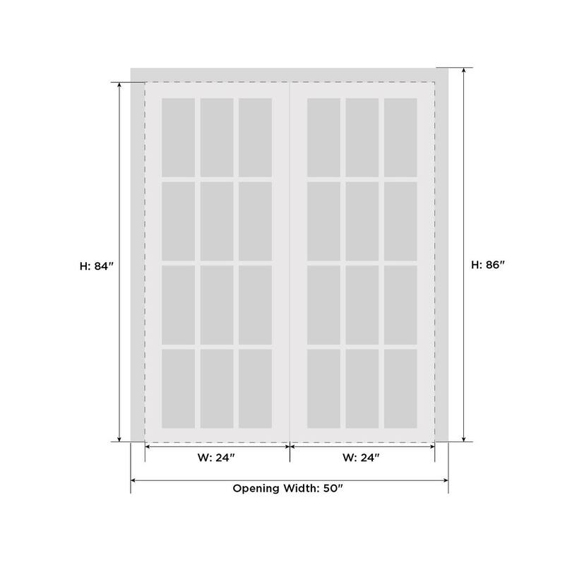 Interior Solid French Double Doors / Mela 0755 Painted White / Wood Interior Solid Panel Frame / Closet Bedroom Modern Doors