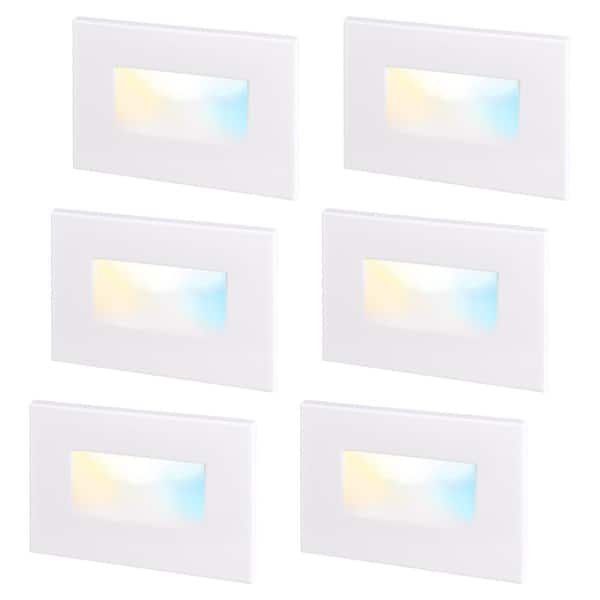 slide 2 of 11, 6-Pack 5CCT LED Step Lights, Dimmable Indoor Outdoor Stair Light White