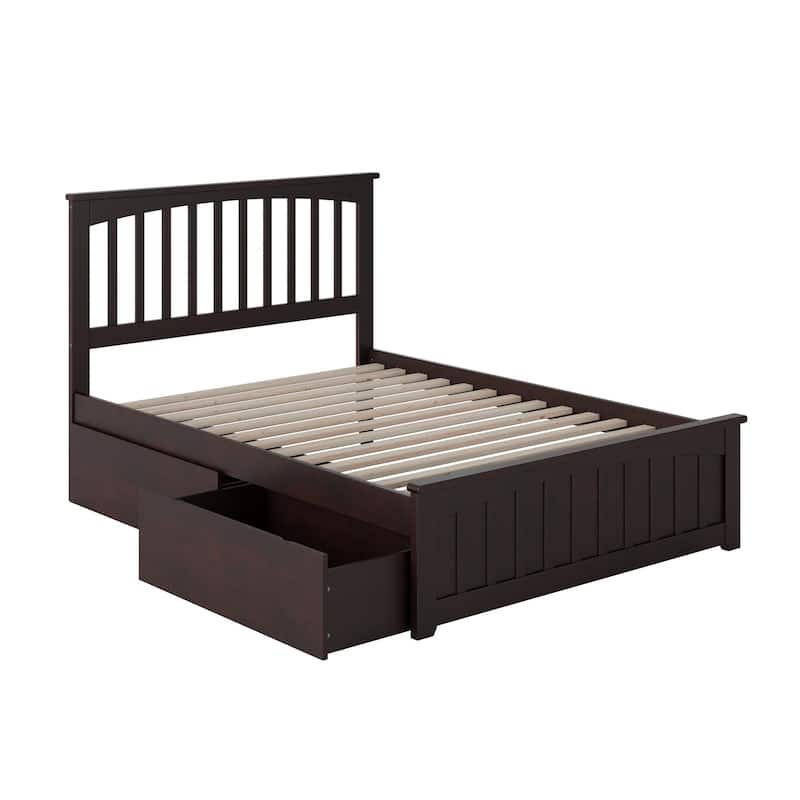 Platform Bed with Footboard & Drawers - Modern Bedroom Storage Bed Frame - Earthy Elegance Design