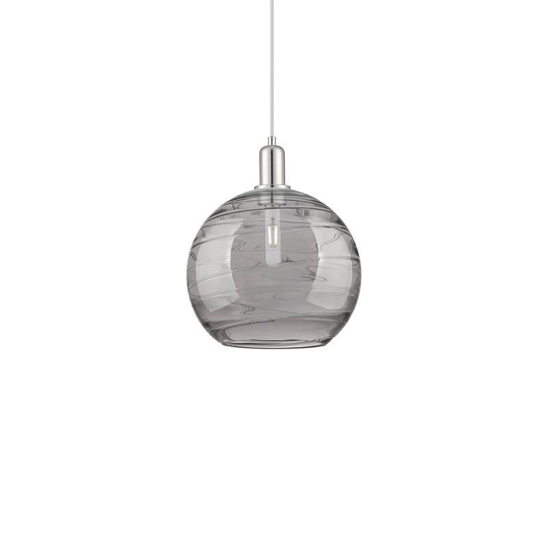 Innovations Lighting 716-1P-15-12 Athens Deco Swirl Pendant Athens - Polished Nickel / Light Smoke Deco Swirl