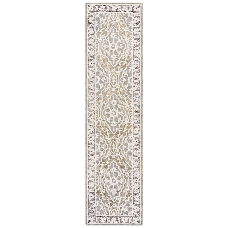 SAFAVIEH Handmade Metro Ivancea Wool Rug - Grey/Ivory - 2'3" x 9' Runner