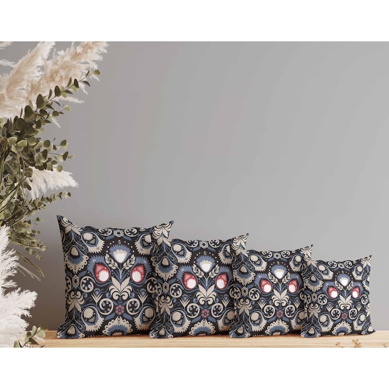 Whimsical Cat Eye Indoor/Outdoor Reversible Throw Pillow Blue and Black