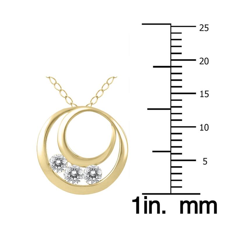 Marquee 1/2 Carat TW Three Stone Circle Pendant in 14K Yellow Gold