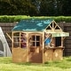 preview thumbnail 2 of 6, Qaba Foldable Outdoor Playhouse, Wooden Kids Cottage with Windows, Working Door, Snack Bars, for Kids 3-8 Years