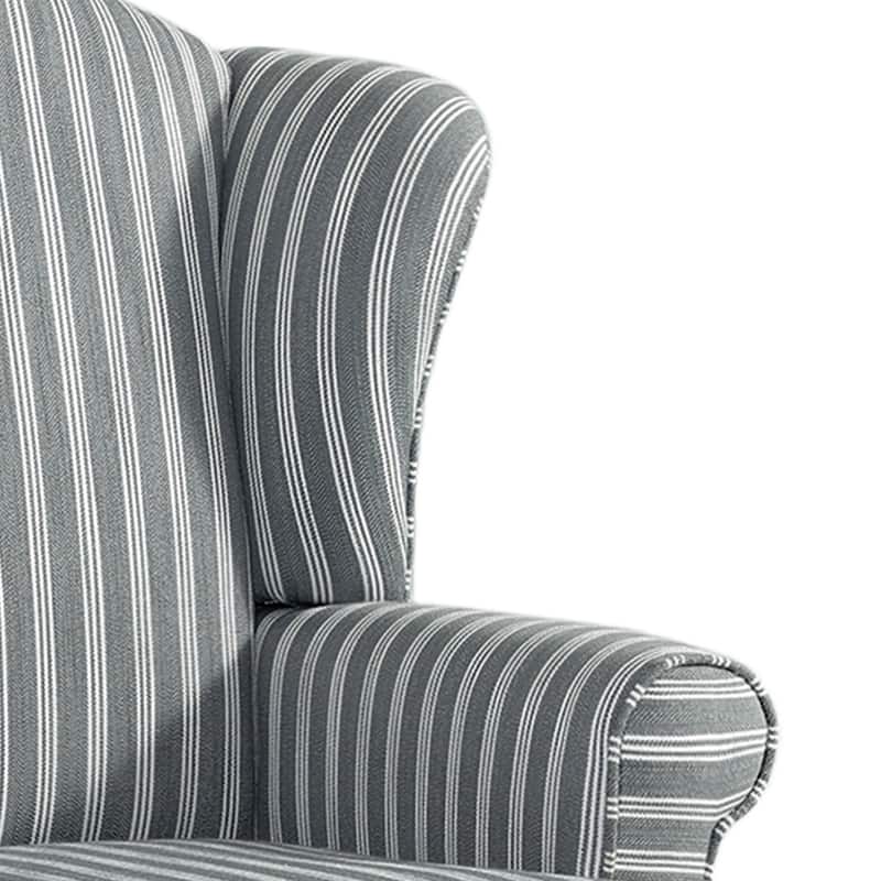 31" W Modern Upholstered Linen Wing Back Accent Chair with Rolled Arm