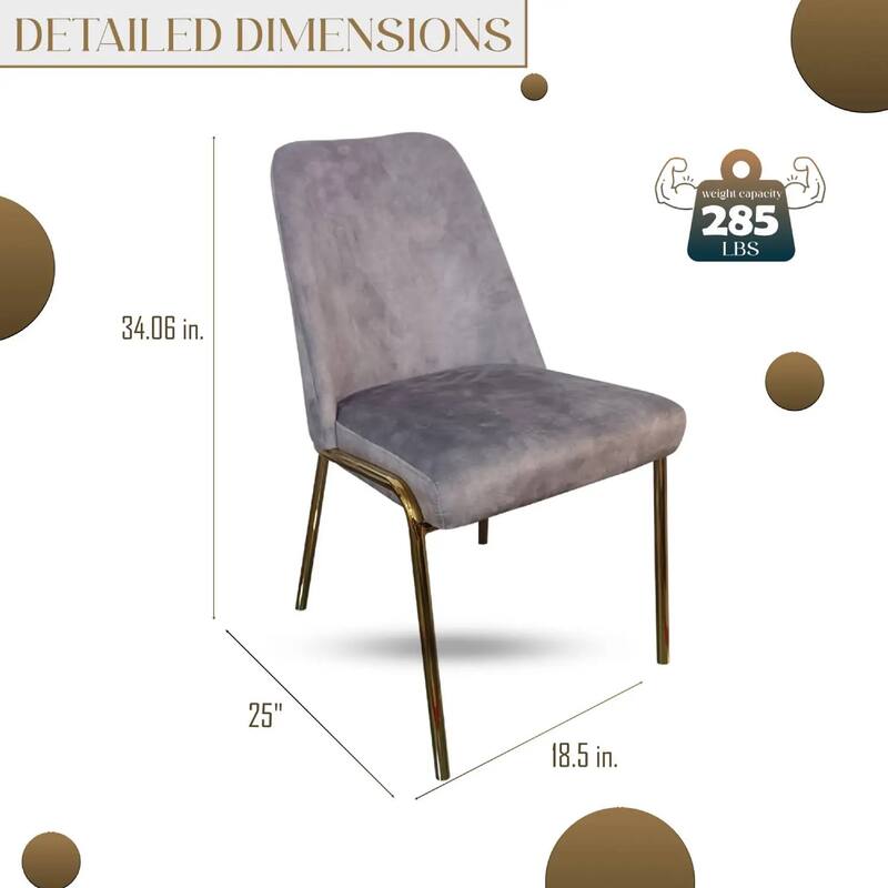 Lumen Modern Upholstered Kitchen Dining Chair with Gold Steel Legs Ergonomic Accent Chair