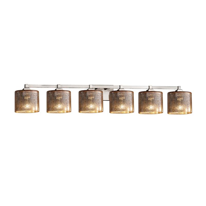Justice Design Fusion Regency 6-light Brushed Nickel Bath Bar, Mercury Oval Shade - Silver