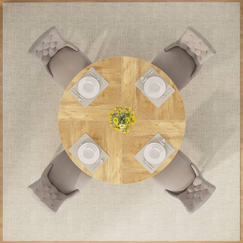 47-inch Round Dining Table Wood Dinner Table for 4-6 People