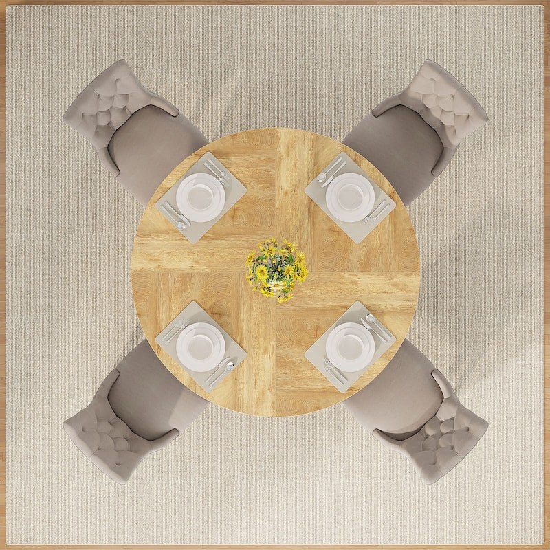 Round Dining Table for 4, 47 Inch Farmhouse Kitchen Table Small Dinner Table