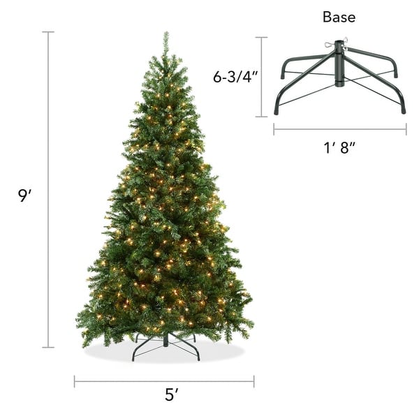 Pre-Lit Realistic Green Spruce Artificial Christmas Tree, Stand - Bed ...