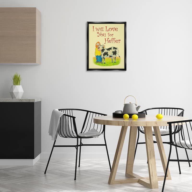 Stupell Love You For Heffer Framed Floater Canvas Wall Art Design By Roger Straub